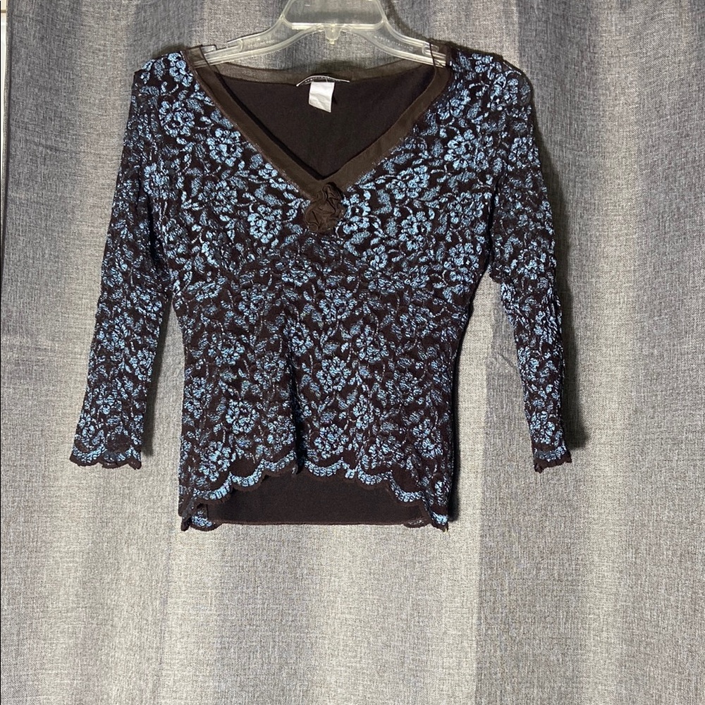 Papillon Blanc Blue Y2K  dark fairy Fitted lace top